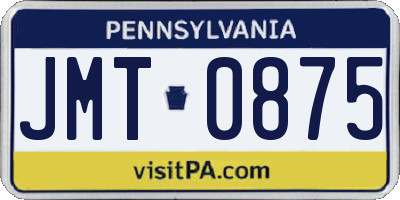 PA license plate JMT0875