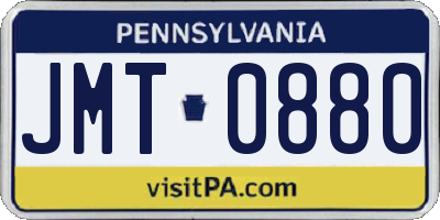 PA license plate JMT0880