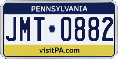 PA license plate JMT0882