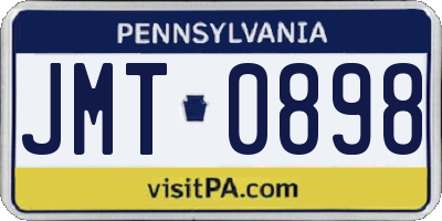 PA license plate JMT0898