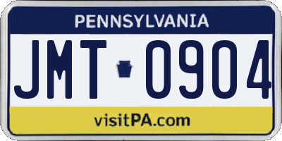 PA license plate JMT0904