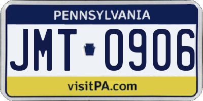 PA license plate JMT0906