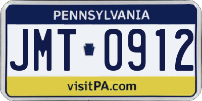 PA license plate JMT0912