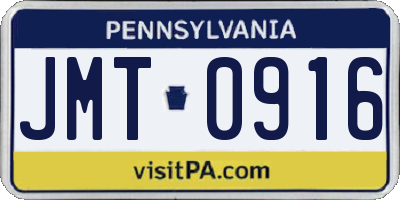PA license plate JMT0916