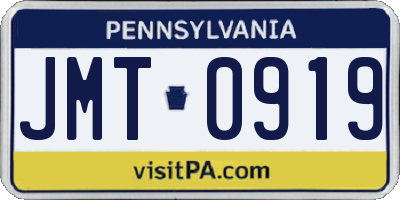 PA license plate JMT0919