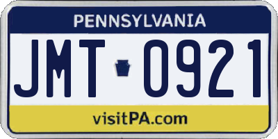 PA license plate JMT0921