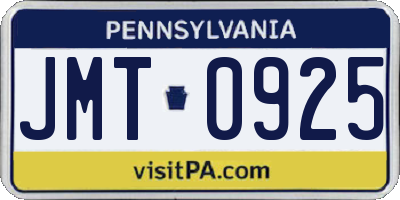 PA license plate JMT0925