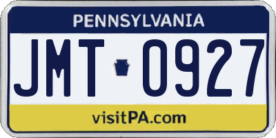 PA license plate JMT0927