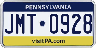 PA license plate JMT0928