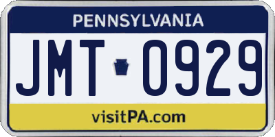 PA license plate JMT0929