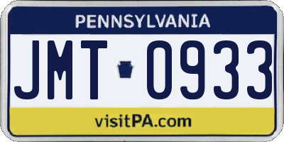 PA license plate JMT0933
