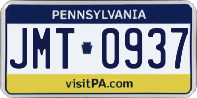 PA license plate JMT0937