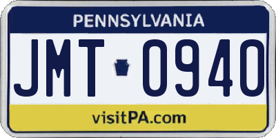 PA license plate JMT0940
