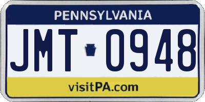 PA license plate JMT0948