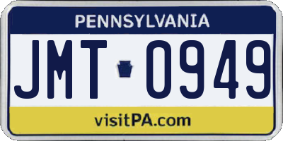 PA license plate JMT0949