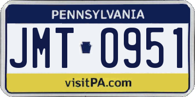 PA license plate JMT0951