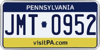 PA license plate JMT0952