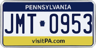PA license plate JMT0953