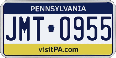 PA license plate JMT0955