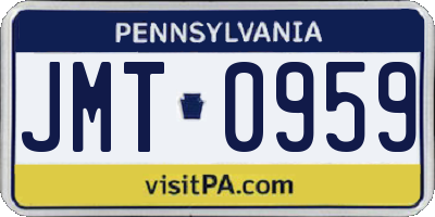 PA license plate JMT0959