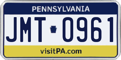 PA license plate JMT0961