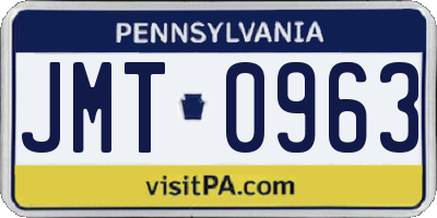 PA license plate JMT0963