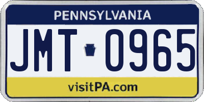 PA license plate JMT0965