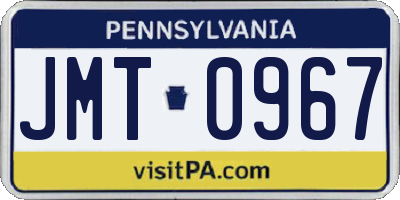 PA license plate JMT0967