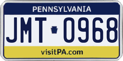PA license plate JMT0968