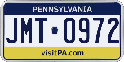 PA license plate JMT0972