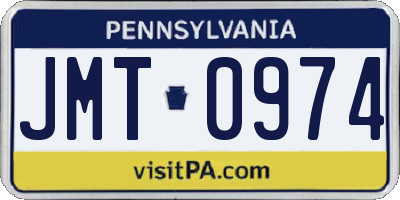PA license plate JMT0974
