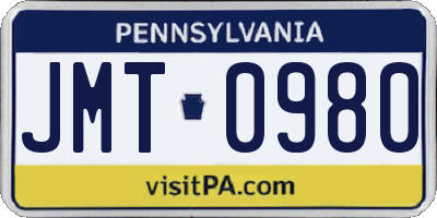 PA license plate JMT0980