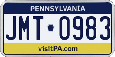 PA license plate JMT0983