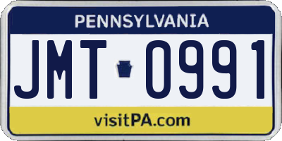 PA license plate JMT0991