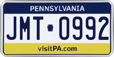 PA license plate JMT0992