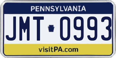 PA license plate JMT0993