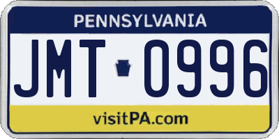 PA license plate JMT0996