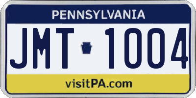 PA license plate JMT1004