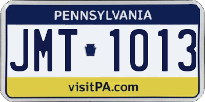 PA license plate JMT1013