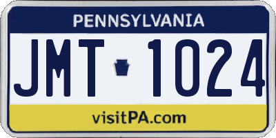 PA license plate JMT1024