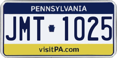 PA license plate JMT1025