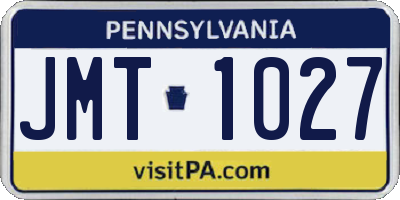 PA license plate JMT1027