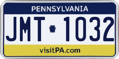 PA license plate JMT1032