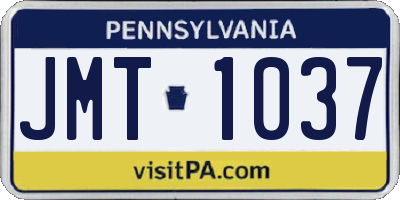 PA license plate JMT1037
