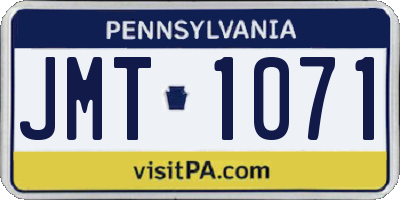 PA license plate JMT1071
