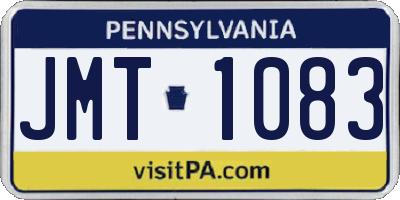PA license plate JMT1083