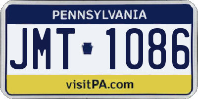 PA license plate JMT1086