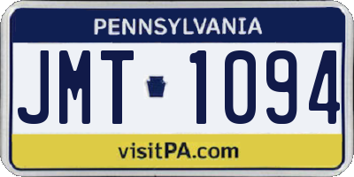 PA license plate JMT1094