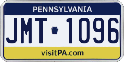 PA license plate JMT1096