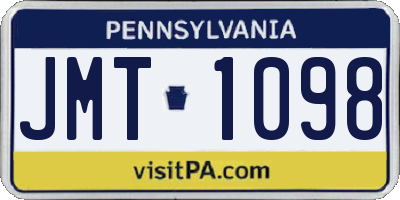 PA license plate JMT1098